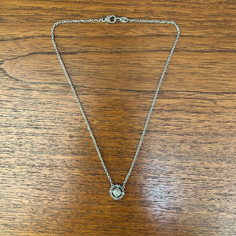Judith Ripka Silver Necklace with Crystal Pendant